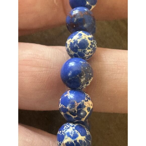 Lapis Lazuli Stretch Beaded Bracelet - Picture 2 of 2